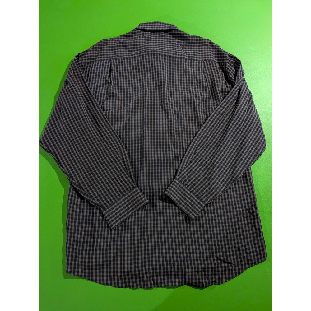 Scott Barber Button Down Shirt Long Sleeve Plaid Check Large Blue Green Tencel - Picture 2 of 8